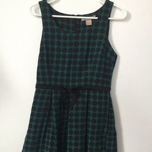 Forever 21 Green and Black Polka Dot A Line Dress